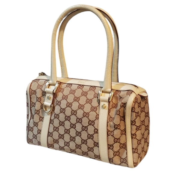 GUCCI GG Canvas D-Ring Vintage Abbey Bowler Boston Bag Beige - Picture 11 of 14